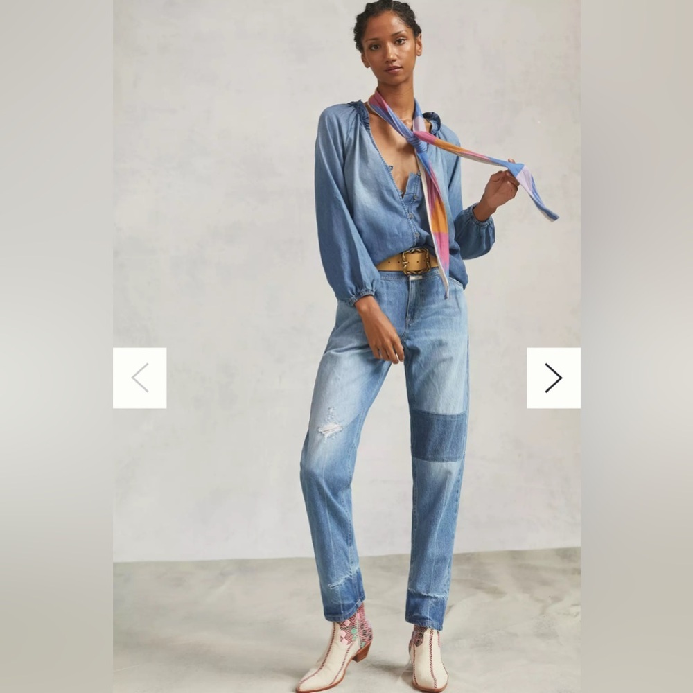 Closed Denim A Better Blue X-Lent Jeans Distressed Baggy Fit Size 28